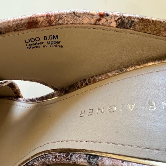 Etienne Aigner Bronze Metallic Cork Block Heel Heeled Mule Sandal Womens 8.5 - Picture 9 of 10